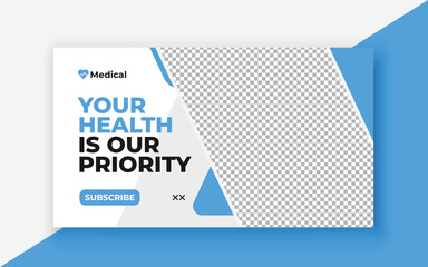Medical healthcare youtube thumbnail and web banner template.Editable video thumbnail template