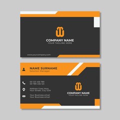 Business Card Design with Black and Orange Color, Simple Business Card