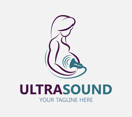 Ultrasound diagnostics logo. Medical research, gynecology clinic, polyclinics, obstetrics and hospitals, vector design and illustration. 