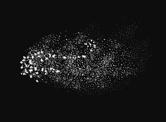 A scattering of crystals of sugar or salt. Realistic vector illustration isolated on transparent background.