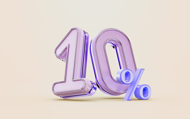 mega shopping offer 10 percent discount metallic glossy 3d render concept for holiday festival 