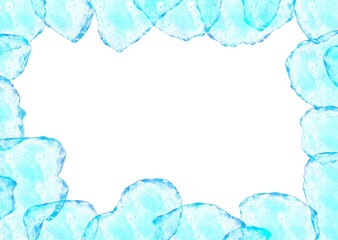 デジタルイラストで、宝石やガラスや氷のような涼しげな水色のフレーム
