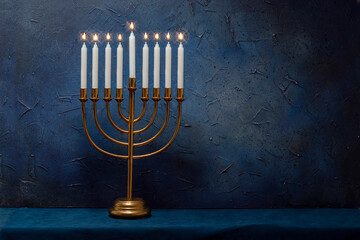 Jewish Hanukkah Menorah 9 Branch Candlestick. Holiday Candle Holder. Nine-arm candlestick....