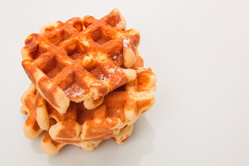 French waffles on a white background