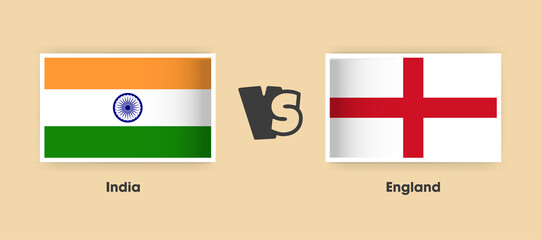 India vs England flags placed side by side. Creative stylish national flags of india and England with background