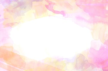 Obraz premium 滲みが綺麗なピンク色の水彩画フレームイラスト背景