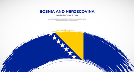 Abstract brush flag of Bosnia and Herzegovina in rounded brush stroke effect vector illustration