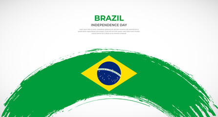 Abstract brush flag of Brazil in rounded brush stroke effect vector illustration