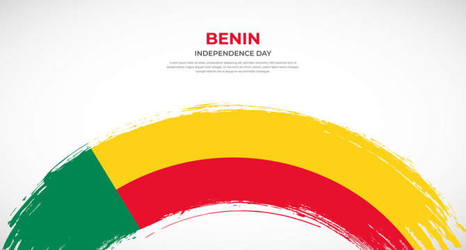 Abstract brush flag of Benin in rounded brush stroke effect vector illustration