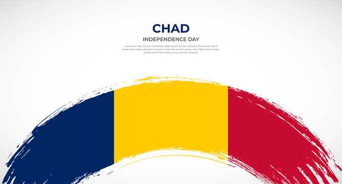 Abstract brush flag of Chad in rounded brush stroke effect vector illustration