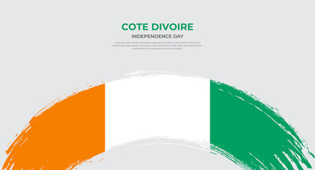 Abstract brush flag of Cote dIvoire in rounded brush stroke effect vector illustration