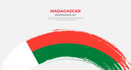 Fototapeta premium Abstract brush flag of Madagascar in rounded brush stroke effect vector illustration