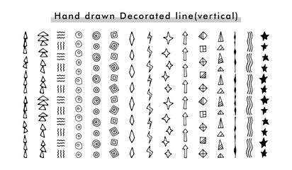手描きの飾り罫素材のセット（タテ）