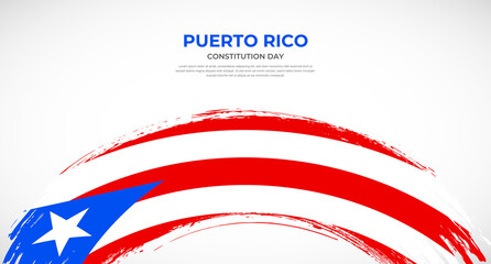 Fototapeta premium Abstract brush flag of Puerto Rico in rounded brush stroke effect vector illustration