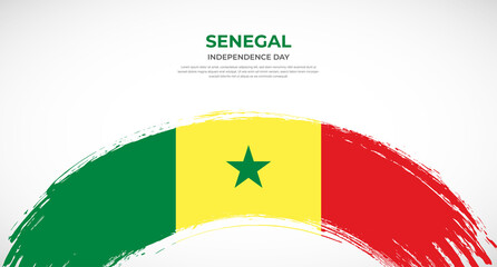 Abstract brush flag of Senegal in rounded brush stroke effect vector illustration