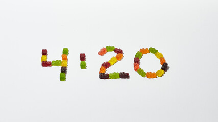 4:20 cannabis culture sign from teddy bear candies