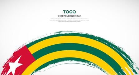 Abstract brush flag of Togo in rounded brush stroke effect vector illustration