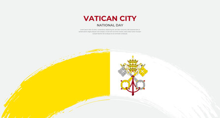Abstract brush flag of Vatican City in rounded brush stroke effect vector illustration