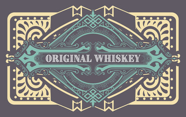 Fototapeta na wymiar Whiskey label with old frames
