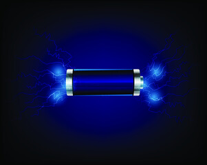 Battery charge, electricity runs in and out