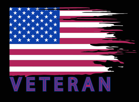 American veteran flag. Vector Of The Distressed American Flag.  American flag in grunge style.  United States of America flag. The correct color, army, military, patriotic brush stroke flag. 

