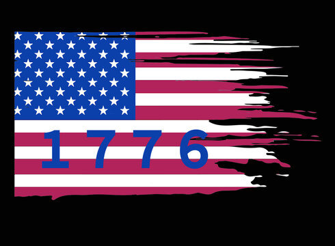 Betsy Ross 1776 13 Stars Distressed US Flag on transparent background. Vector Of The Distressed American Flag.