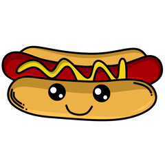 vector image of a cute and funny hotdog.
