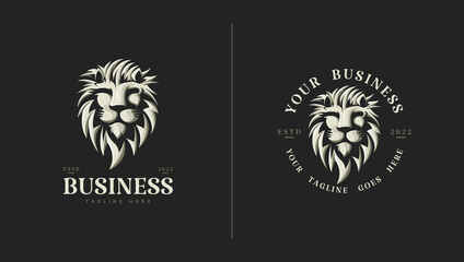Classic logo with lion head illustration