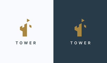 Abstract Castle Tower Logo. Usable for Business and Branding Logos. Flat Vector Logo Design Template Element.