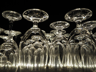 crystal glasses on a black
