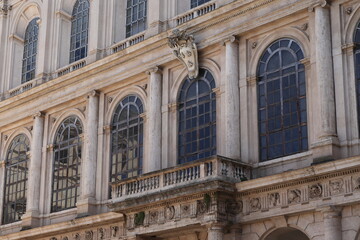 Fototapeta na wymiar Palazzo Barberini Facade Close Up with Windows and Balcony in Rome, Italy