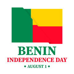 Benin Independence Day typography poster. National holiday on August 1. Vector template for banner, flyer, sticker, greeting card, etc