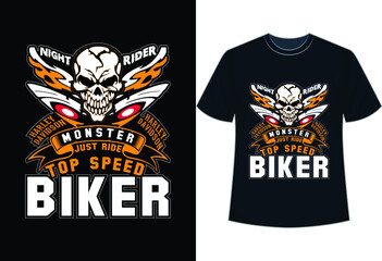 Knight Bike rider t-shirt design, Monster top speed bike rider