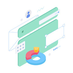 Ux, ui, website design, window, digital, app, presentation, infographic. Isometric vector illustration flat design isolated.