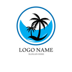 Palm tree summer logo template