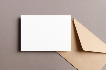 Blank greeting or invitation card mockup with envelope