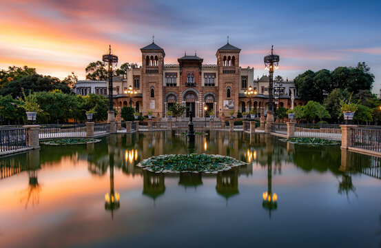 Museum of Arts and Traditions of Sevilla in Mudejar pavilion, Maria Luisa Park, Seville, Spain.