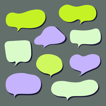 Set of speech bubbles. Hand-drawn chatting box. Vector.