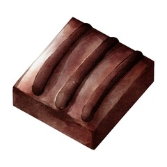 Watercolor of sweet dark chocolate vector on white background