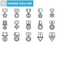 competition medals and awards icons on transparent background