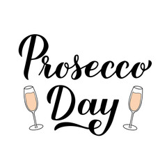 Prosecco Day calligraphy lettering. National US holiday on August 13. Vector template for banner, typography poster, flyer, label, etc