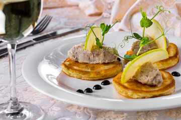 Cod pate with pancakes