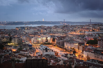 Zdjęcie Lizbony z góry, panorama Lizbony © Robert