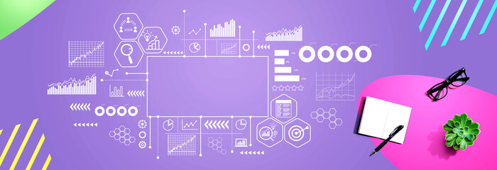 Business theme with notebook and pen