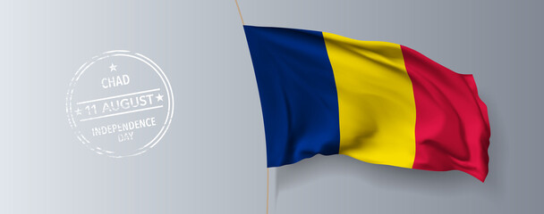 Chad happy independence day greeting card, banner with template text vector illustration