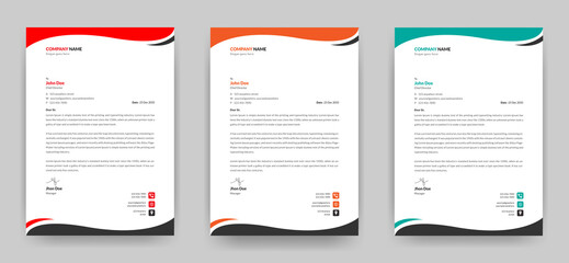 Modern creative and clean letterhead template design for your Company and business a4 size with three color variations
