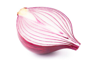 Delicious onion half, isolated on white background