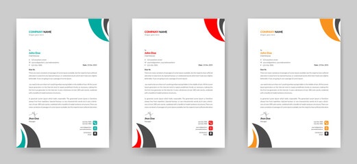 Modern creative and clean letterhead template design for your Company and business a4 size with three color variations