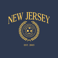 Soccer team New Jersey, Elisabeth print design. Typography graphics for sportswear and apparel. Vector illustration.
