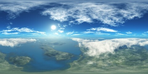 landscape, environment map ,HDRI High resolution map. Round panorama, spherical panorama, equidistant projection, land under heaven, 3d rendering